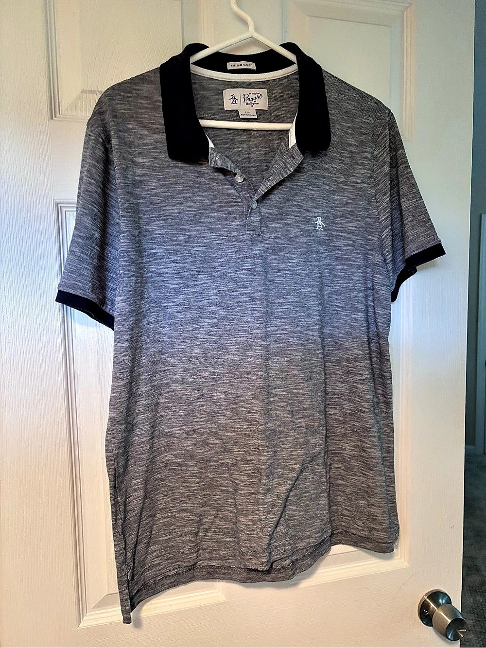 Penguin Engineered Penguin polo Men's Striped Polo in Gray & navy